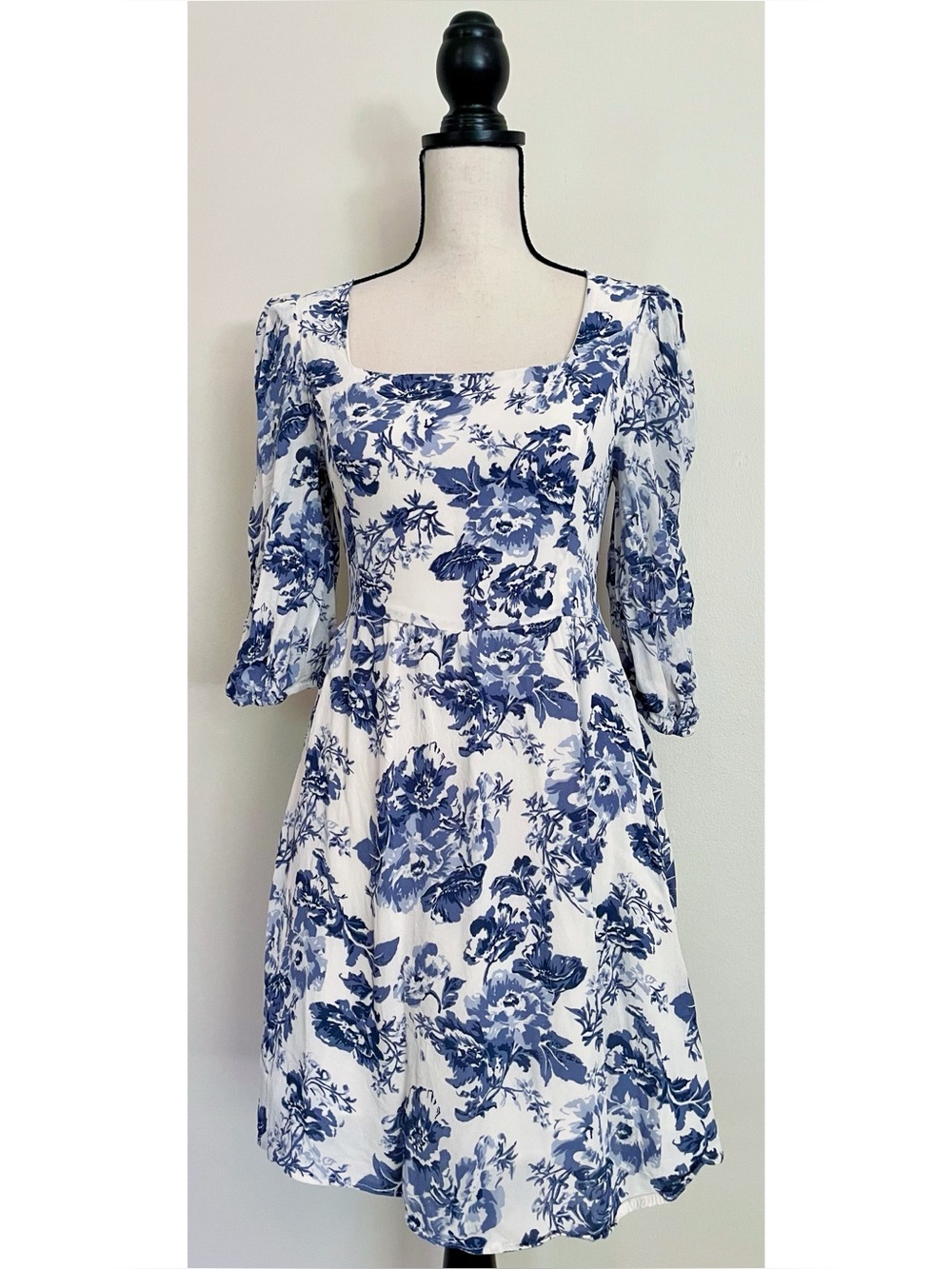 JL Luxe 3/4 Sleeve Mini Floral A-Line Dress